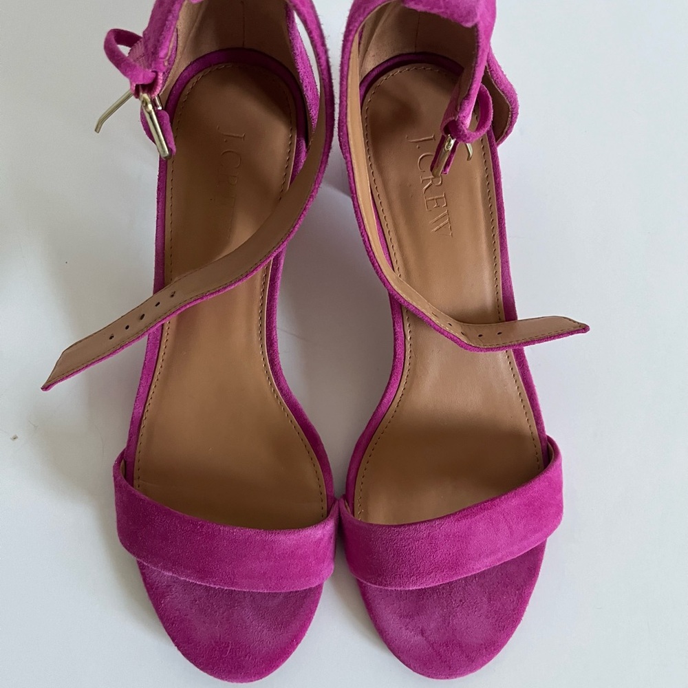 J. Crew Fuchsia Suede Heels size 7